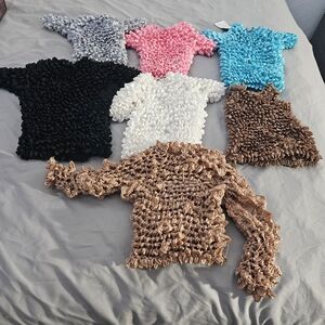 Women's Short Sleeve Textured Tops - Multi-Color Set Of 7